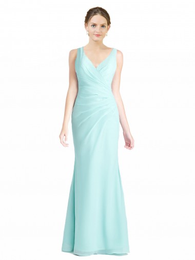 Waterfall Meerjungfrau V-Ausschnitt Chiffon Spitze Lange Brautjungfernkleider Fabrik