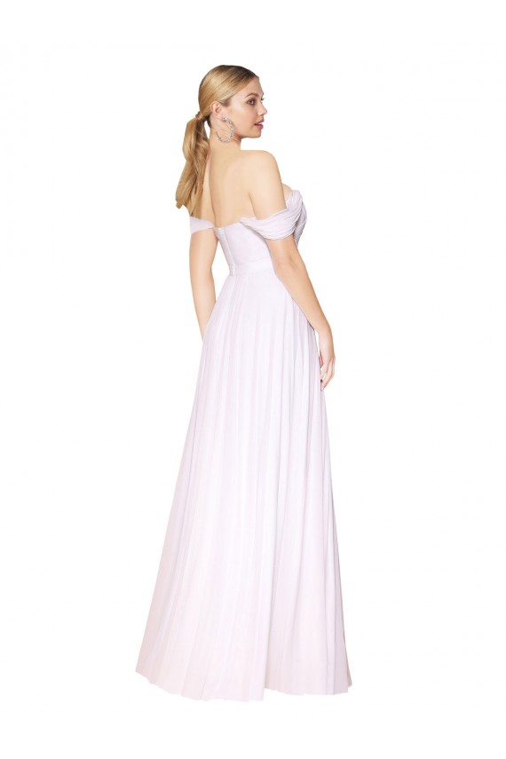 Weiß A-Linien Off-Schulter Chiffon Lange Formale Brautjungfernkleider / Abendkleider / Abiballkleider Fabrik
