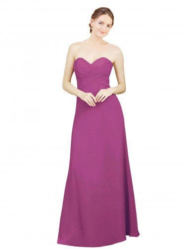 Wilde Beere A-Linien Chiffon Lange Brautjungfernkleider Fabrik