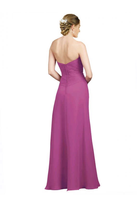 Wilde Beere A-Linien Chiffon Lange Brautjungfernkleider Fabrik