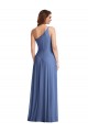 Windsor Blau A-Linien Eine-Schulter Chiffon Lange Formale Brautjungfernkleider / Abendkleider Fabrik