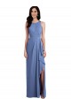 Windsor Blau A-Linien Juwel Ausschnitt Chiffon Lange Brautjungfernkleider Fabrik