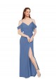 Windsor Blau A-Linien Off-Schulter Chiffon Lange Brautjungfernkleider Fabrik