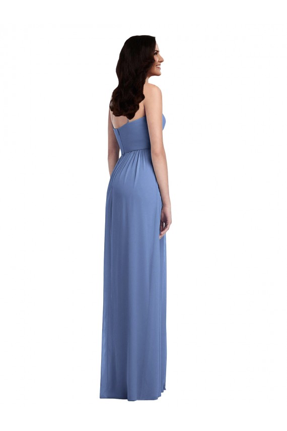 Windsor Blau A-Linien Spaghetti-Träger Chiffon Lange Brautjungfernkleider Fabrik
