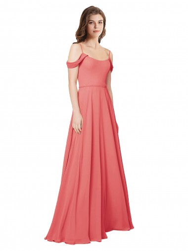 Wüstenrose A-Linien Off-Schulter Chiffon Lange Brautjungfernkleider Fabrik