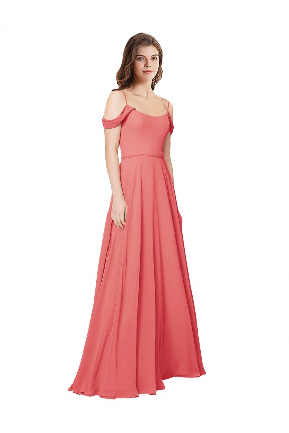 Wüstenrose A-Linien Off-Schulter Chiffon Lange Brautjungfernkleider Fabrik