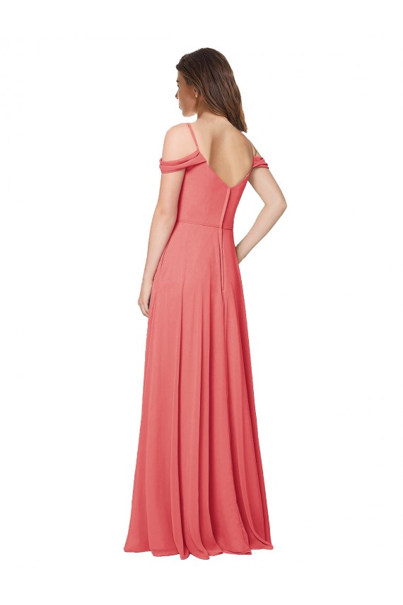 Wüstenrose A-Linien Off-Schulter Chiffon Lange Brautjungfernkleider Fabrik