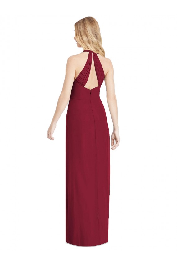 Wüstenrose Trompete Neckholder V-Ausschnitt Chiffon Lange Formale Brautjungfernkleider / Abendkleider Fabrik